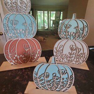 Stacked Floral Pumpkin Decor